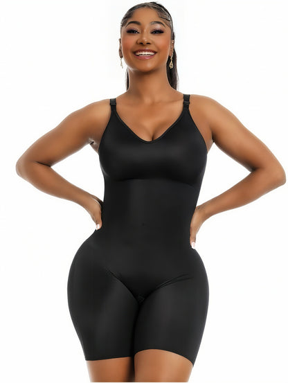 Snatched Tummy Control Shapewear Bodysuit Mid Thigh With Built-In Bra