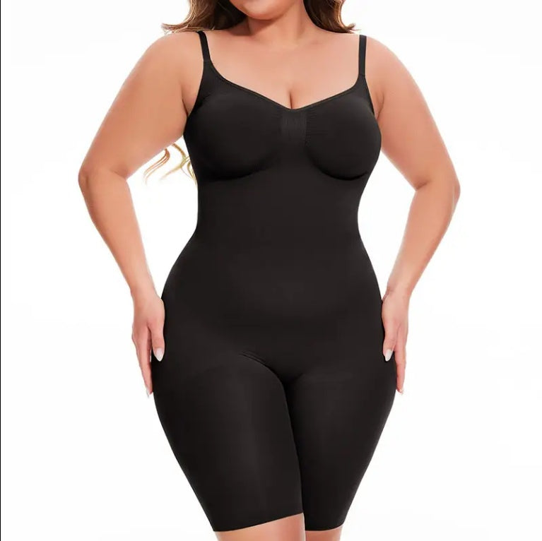 Snatched Tummy Control Shapewear Bodysuit Mid Thigh With Built-In Bra